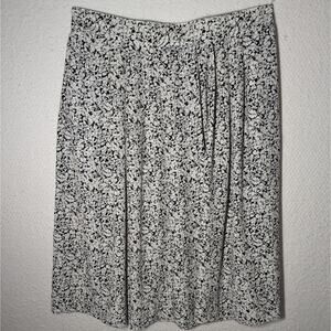 Vtg Impressions of Cali. Women Skirt Sz 38 - XL Black White Floral Midi Pockets